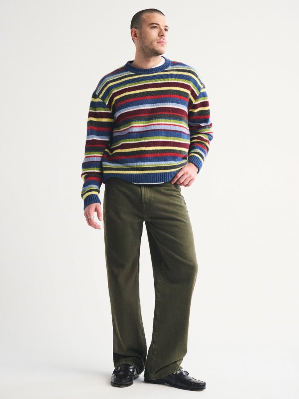 Abercrombie Striped Crew Sweater XXL
